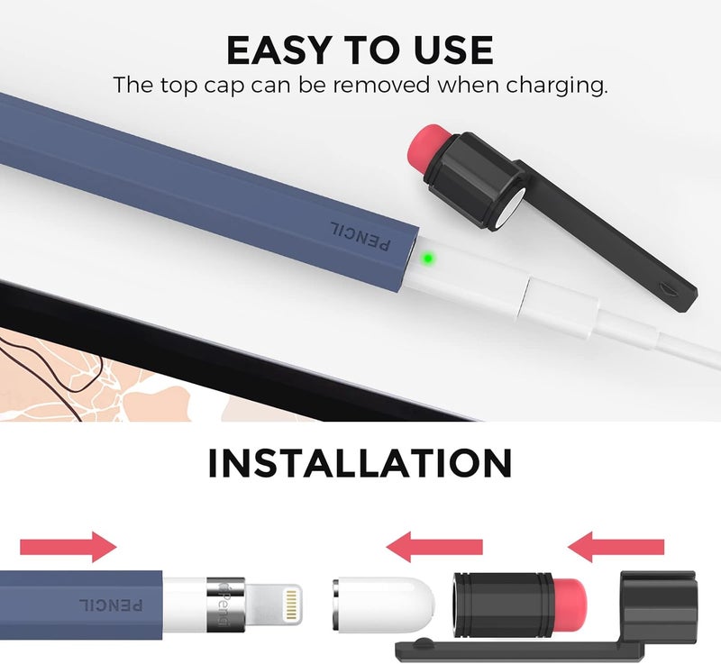 TRONWIN Apple Pencil 1st Generation Case, Silicone Pencil Sleeve Cover Perfect Grip Skin Classic Design with Sturdy Clip Compatible with Apple Pencil 1st gen for ipad (Midnight Blue) - Image 4